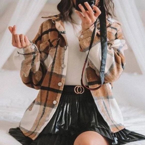 . Tops - Plaid Flap Pocket detailed button down Overshirt